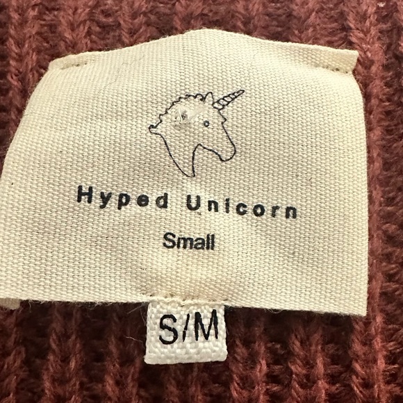 Hyped Unicorn Oversized Cotton Blend Sweater Mauve Small Woven Knit - Picture 8 of 10